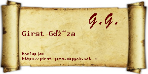 Girst Géza névjegykártya